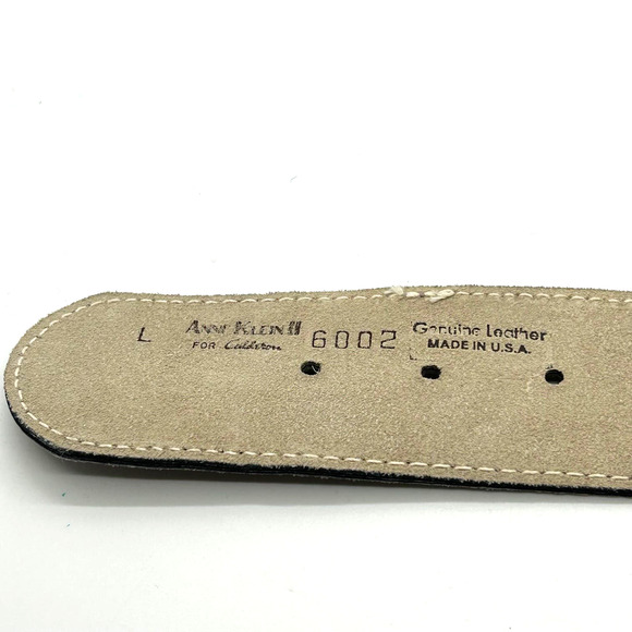Anne Klein II for Calderon Vintage Genuine Leather Belt Elastic Suede Buckle Lg - Picture 3 of 8